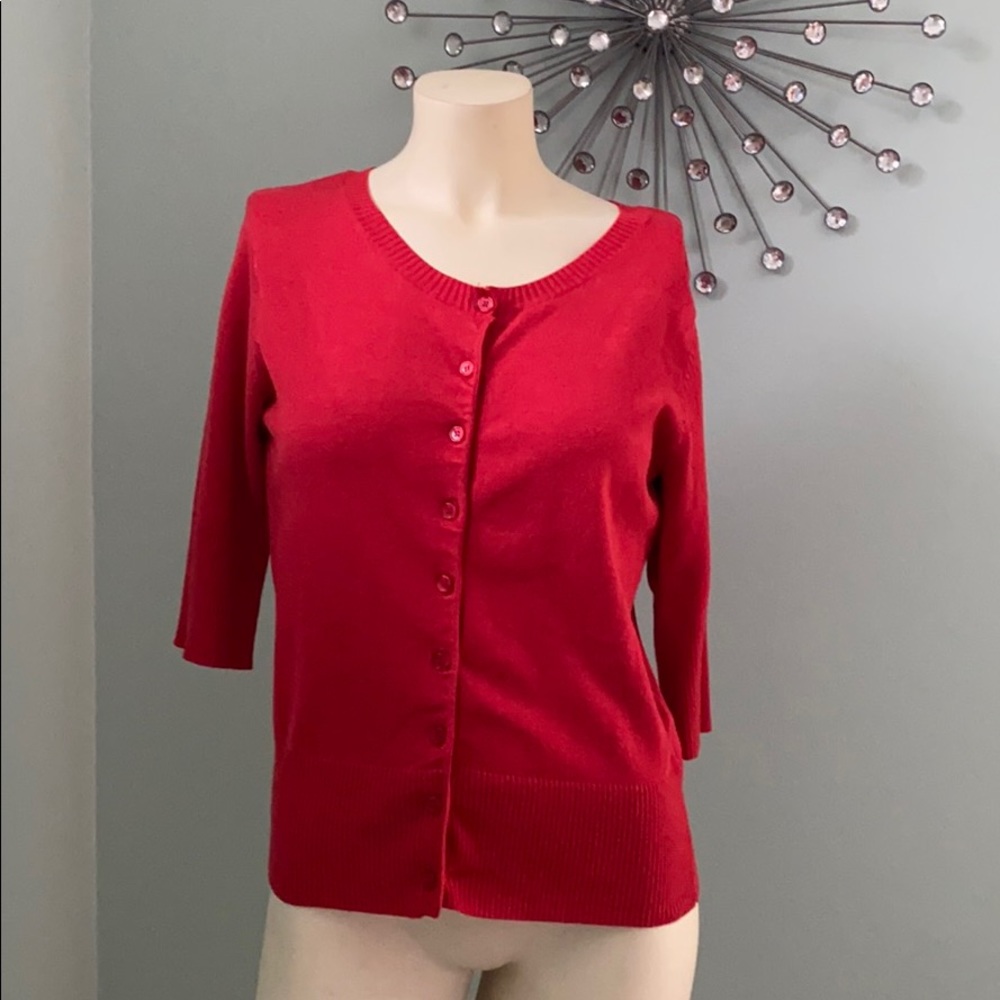 EUC Danier 3/4 Length Sleeve Red Cardigan